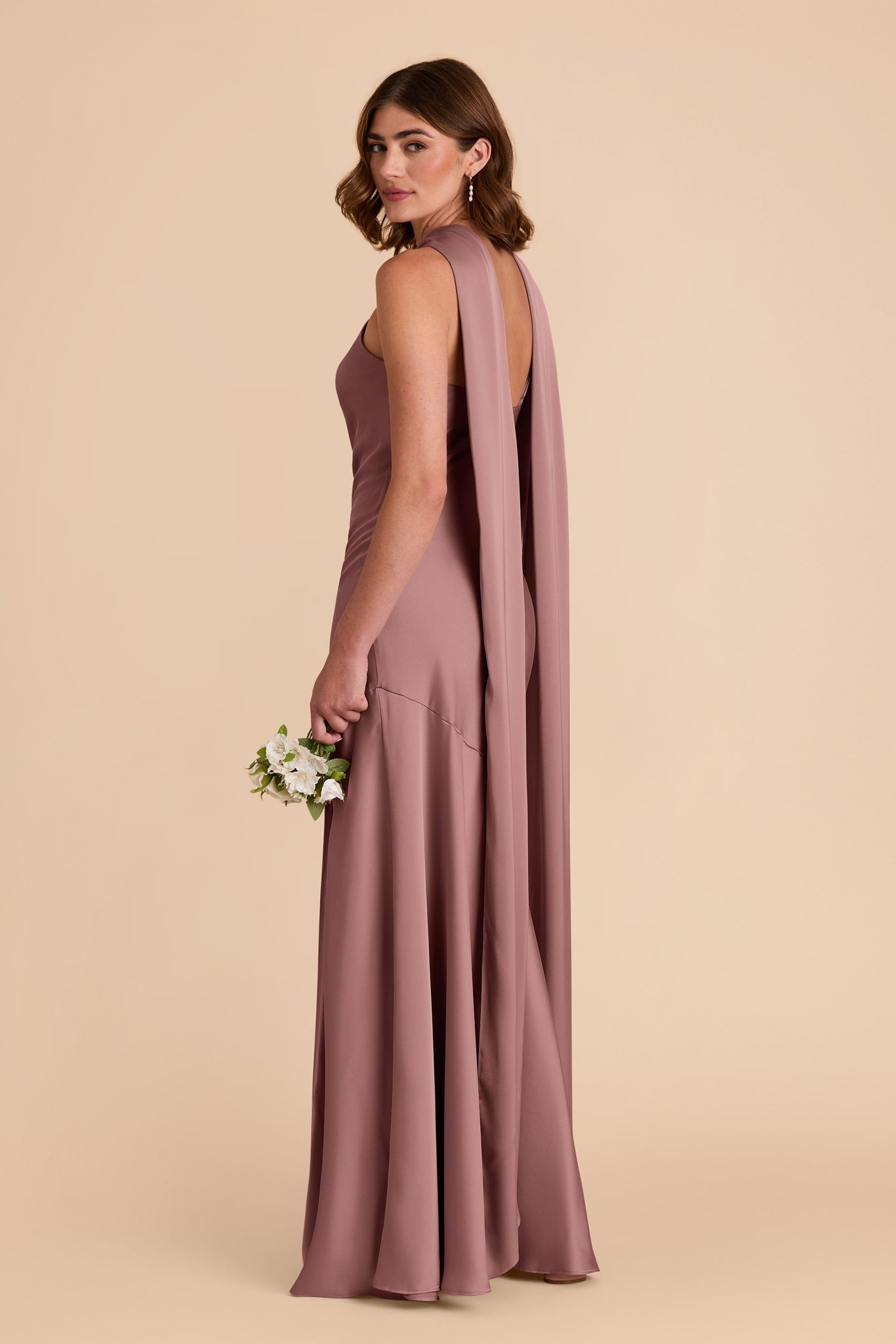 Dark Mauve Eileen Matte Satin Dress by Birdy Grey