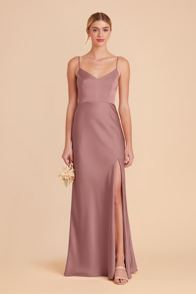 Dark Mauve Jay Matte Satin Dress by Birdy Grey