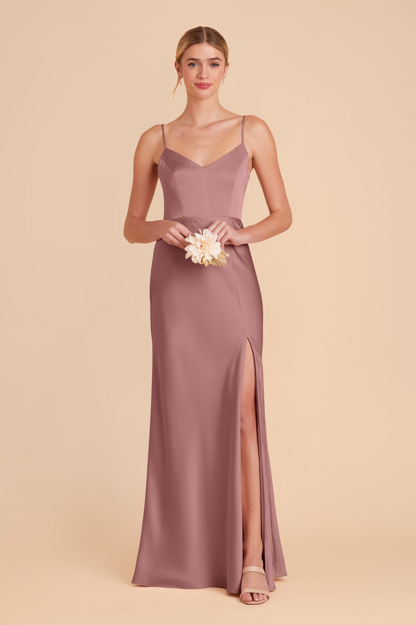 Dark Mauve Jay Matte Satin Dress by Birdy Grey