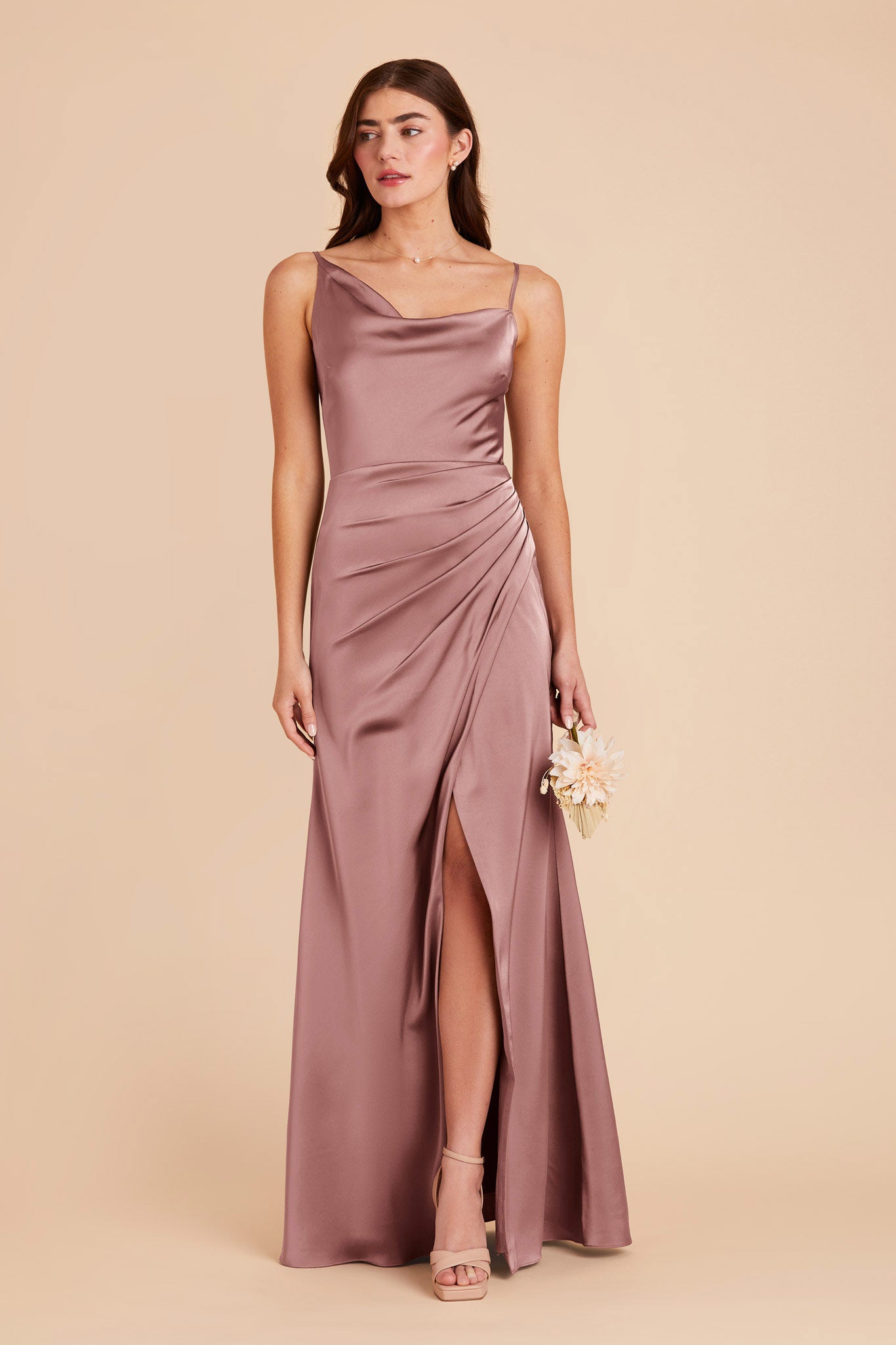 Dark Mauve Jennifer Matte Satin Dress by Birdy Grey