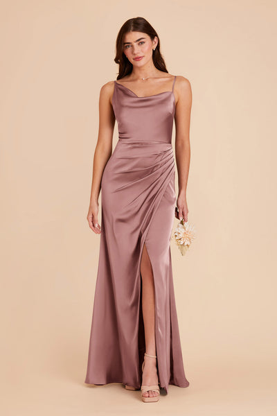 Dark Mauve Jennifer Matte Satin Dress by Birdy Grey