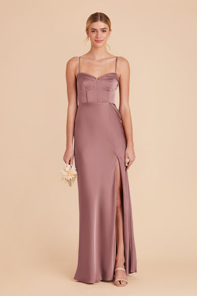 Dark Mauve Jessica Matte Satin Dress by Birdy Grey