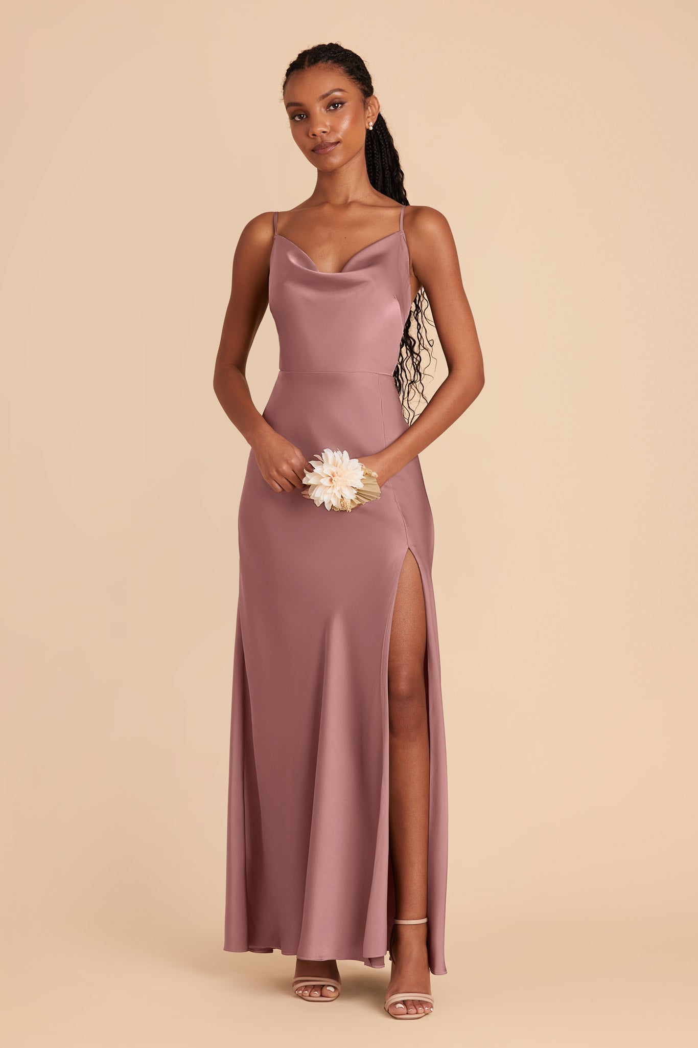 Dark Mauve Lisa Long Matte Satin Dress by Birdy Grey