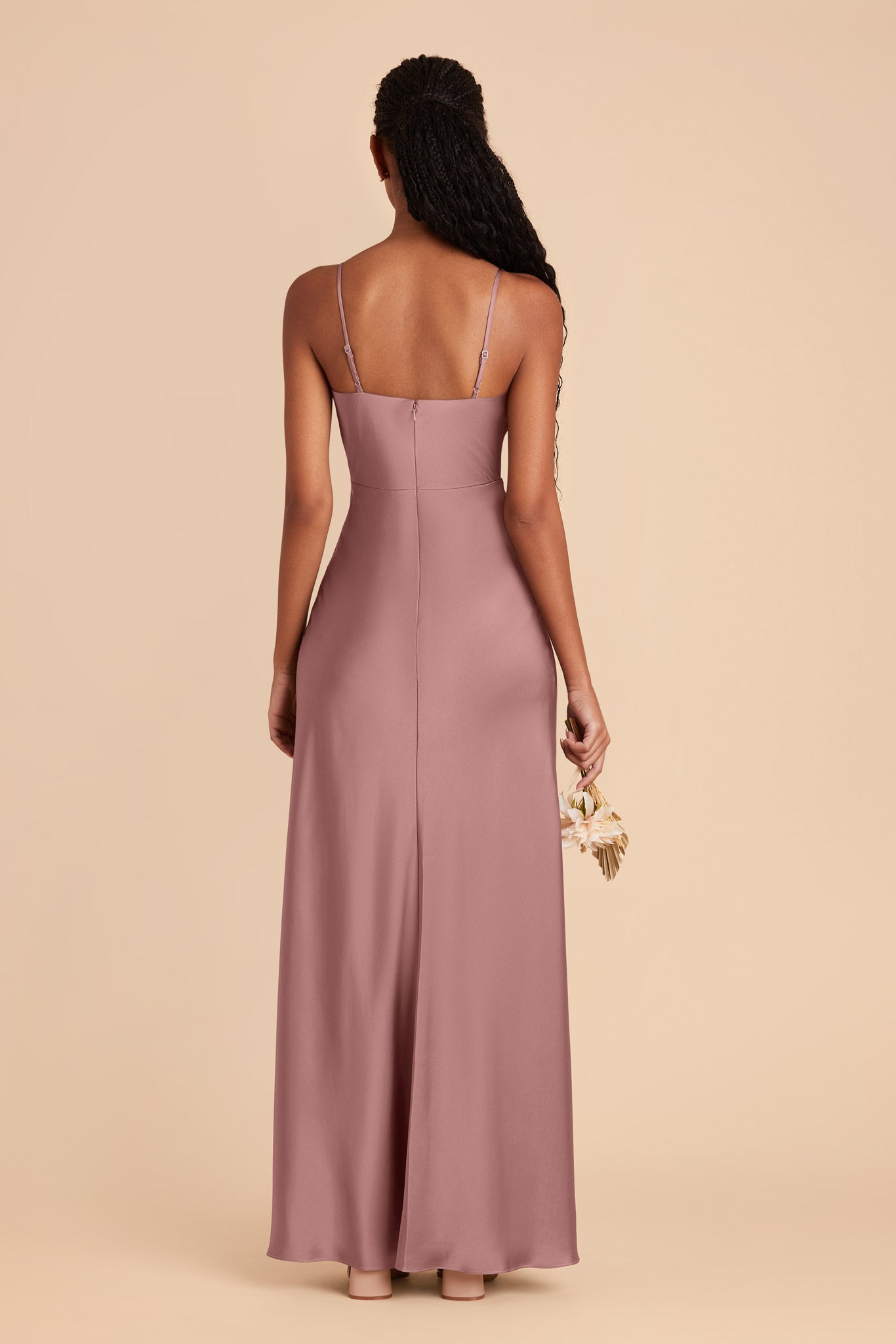 Dark Mauve Lisa Long Matte Satin Dress by Birdy Grey