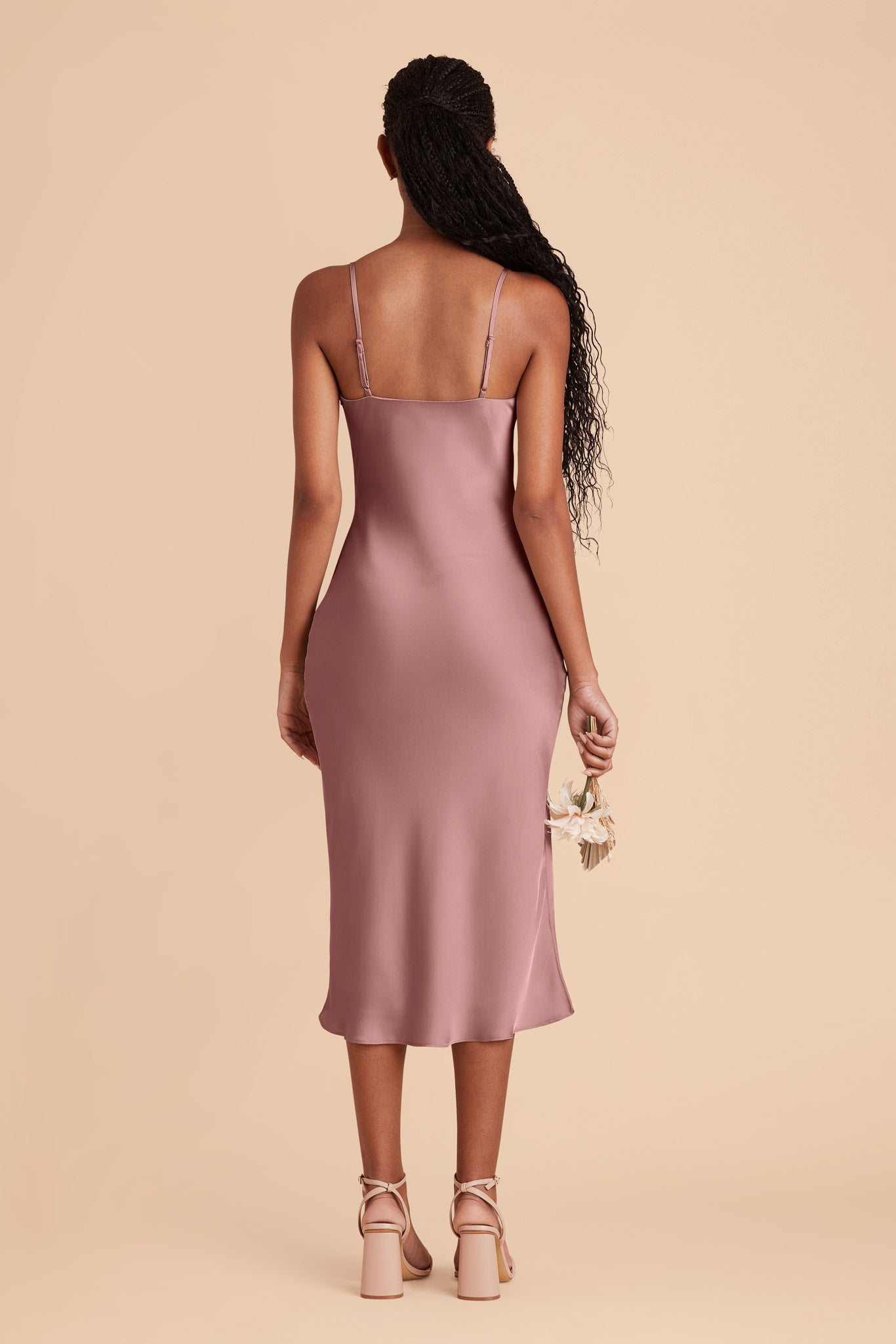 Dark Mauve Lisa Matte Satin Midi Dress by Birdy Grey