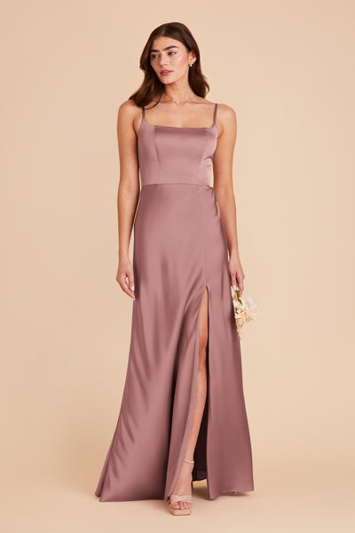 Dark Mauve Mai Matte Satin Dress by Birdy Grey