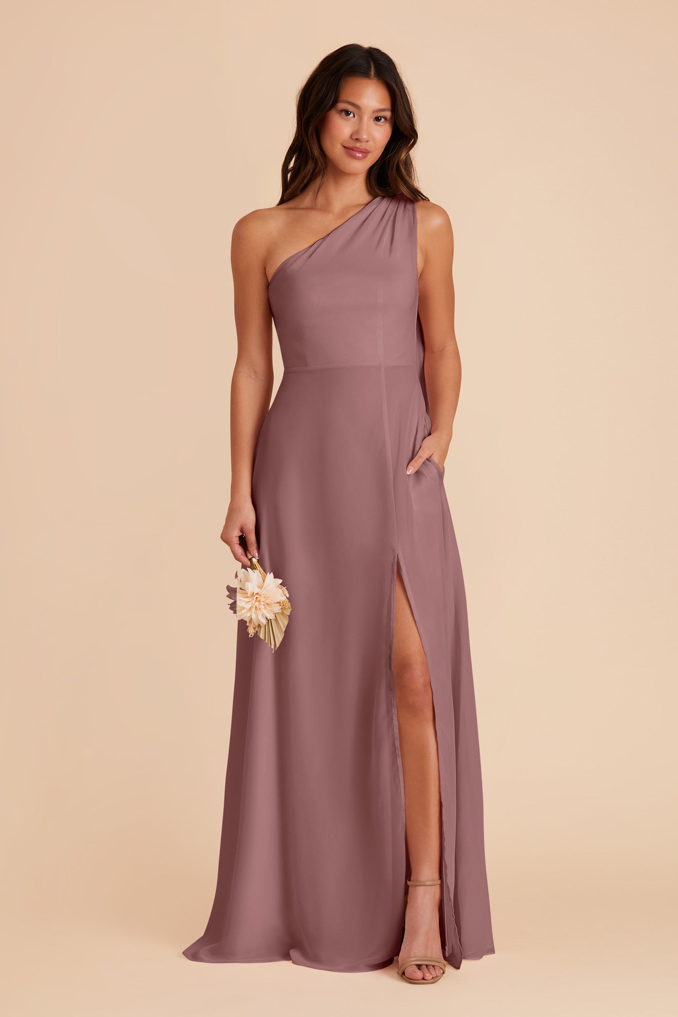 Dark Mauve Melissa Chiffon Dress by Birdy Grey