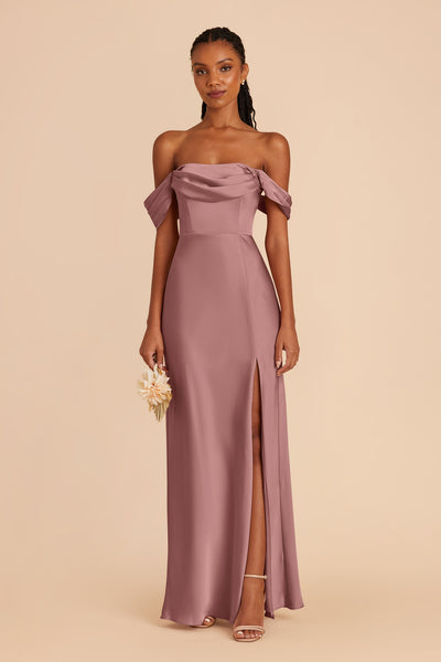 Dark Mauve Mia Convertible Matte Satin Dress by Birdy Grey