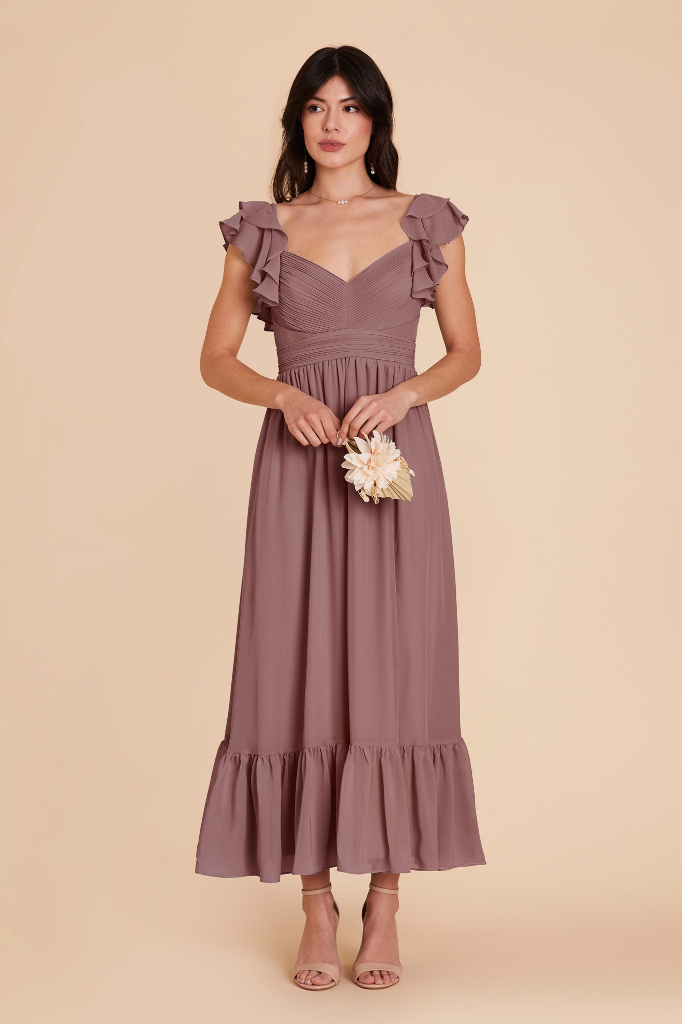 Dark Mauve Michelle Chiffon Dress by birdy Grey