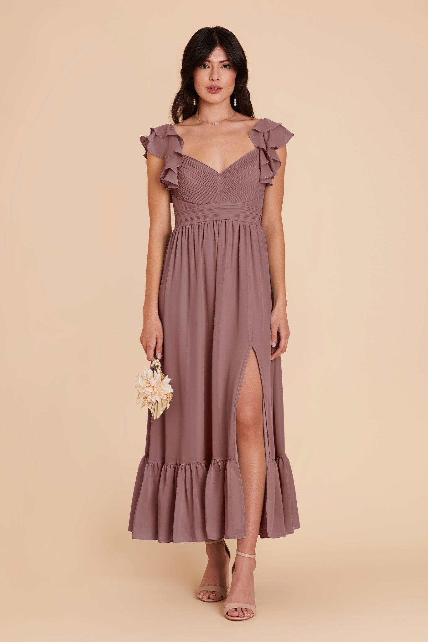 Dark Mauve Michelle Chiffon Dress by birdy Grey