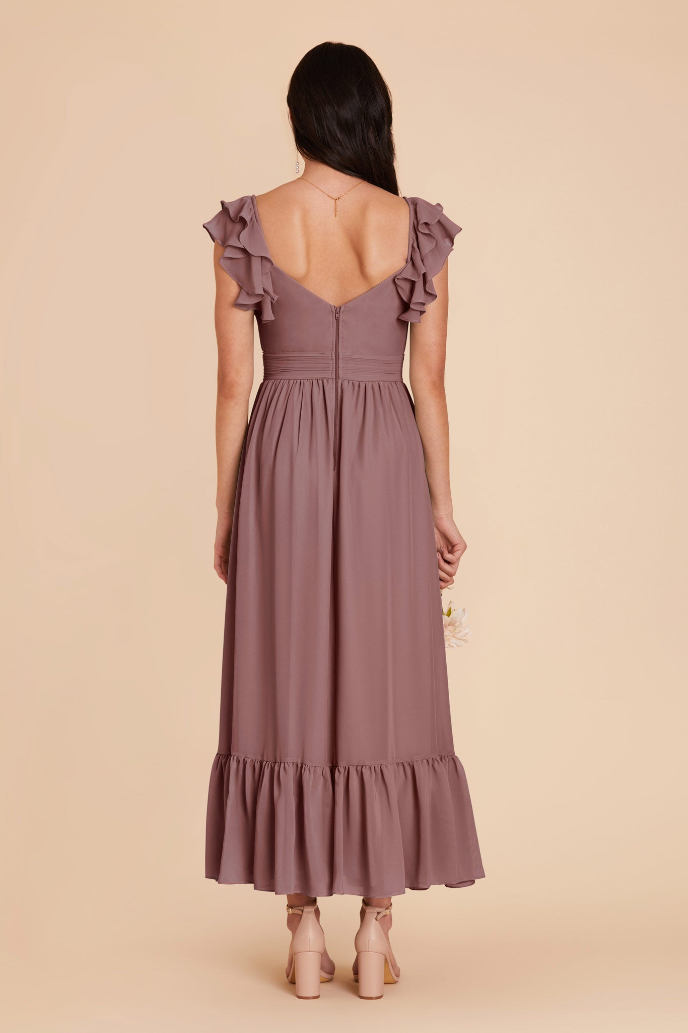 Dark Mauve Michelle Chiffon Dress by birdy Grey