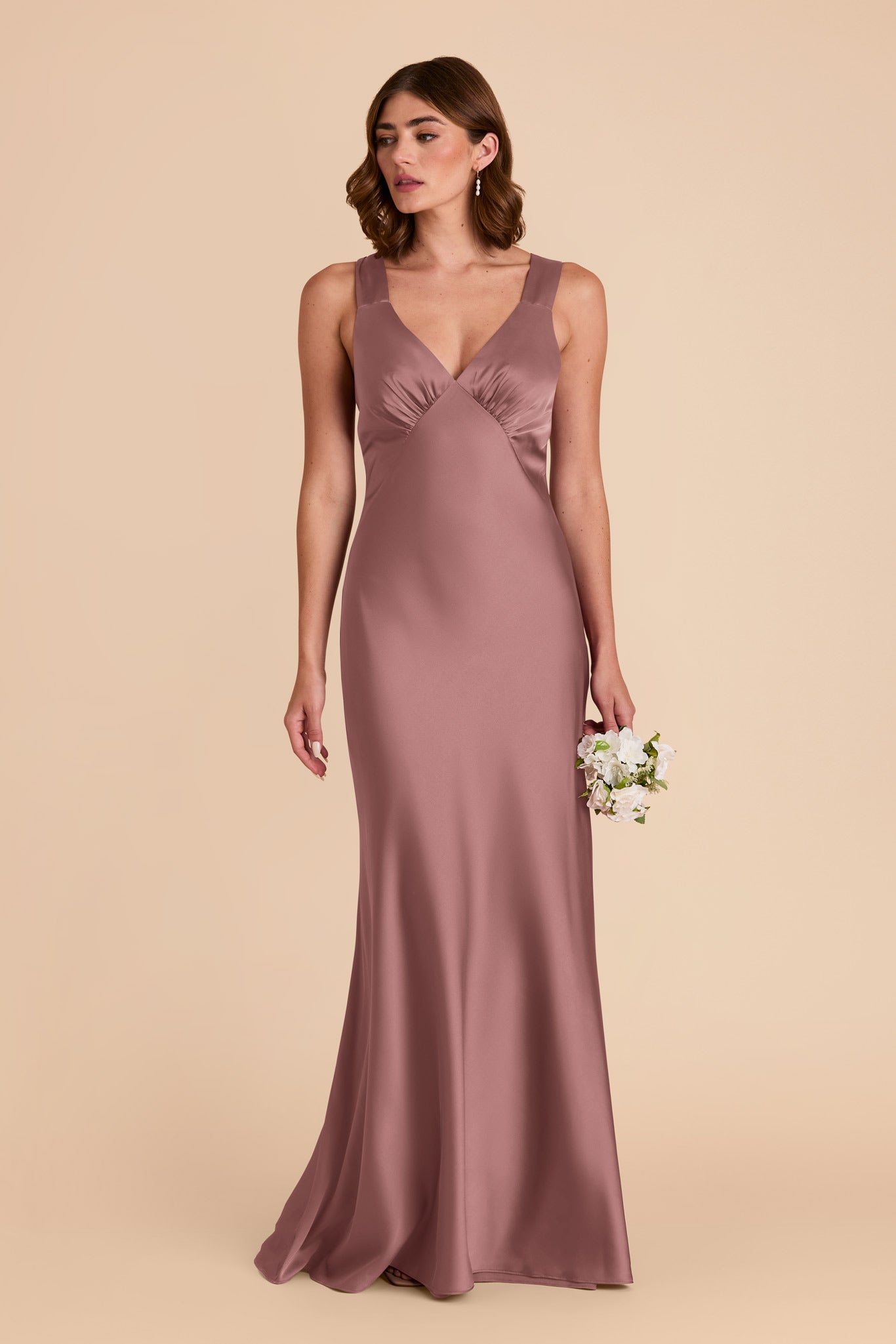 Dark Mauve Veronica Matte Satin Dress by Birdy Grey