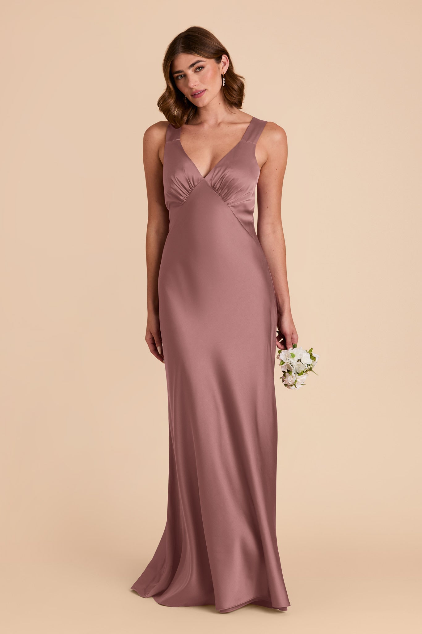 Dark Mauve Veronica Matte Satin Dress by Birdy Grey