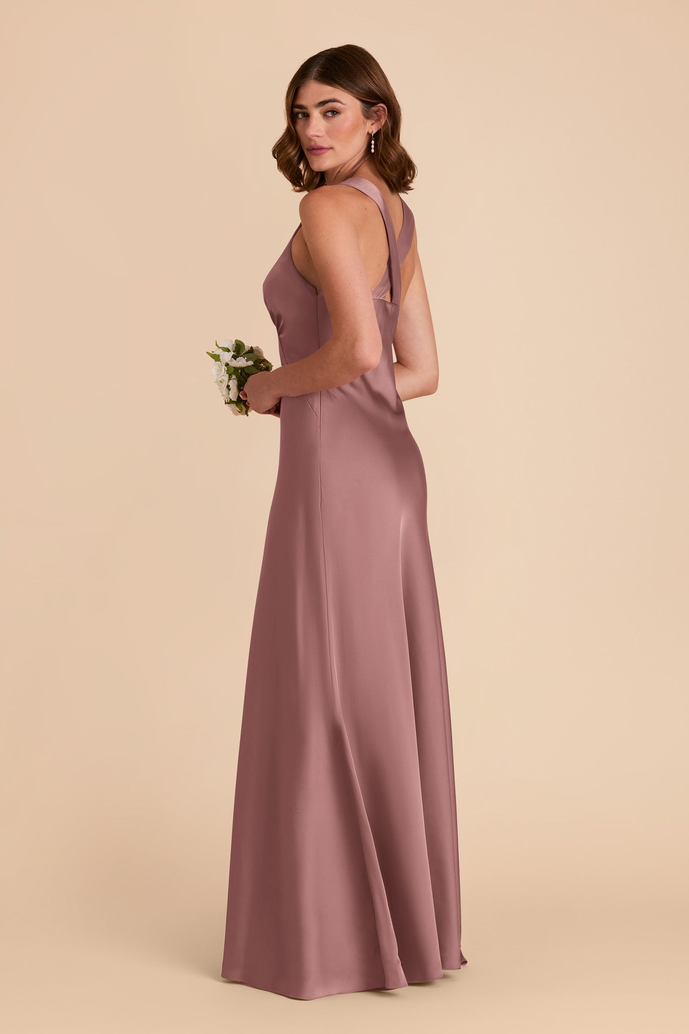 Dark Mauve Veronica Matte Satin Dress by Birdy Grey