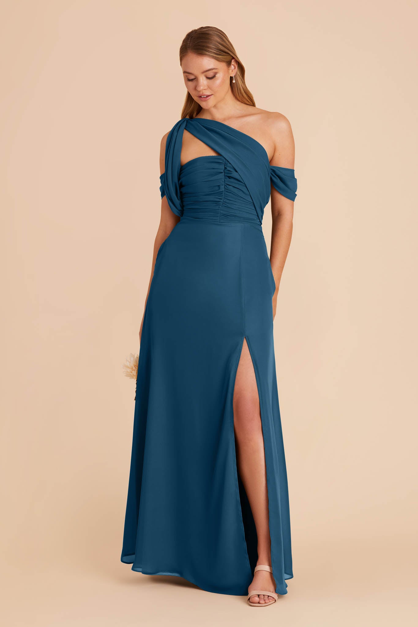 Dark Teal Cara Chiffon Dress by Birdy Grey