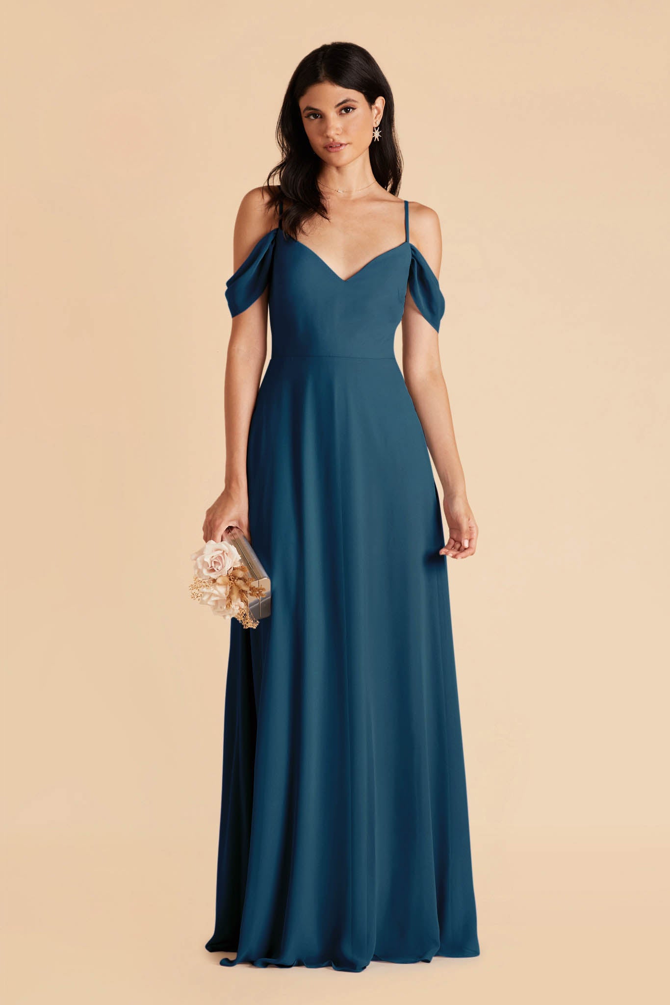 Devin Convertible Chiffon Bridesmaid Dress in Dark Teal Birdy Grey