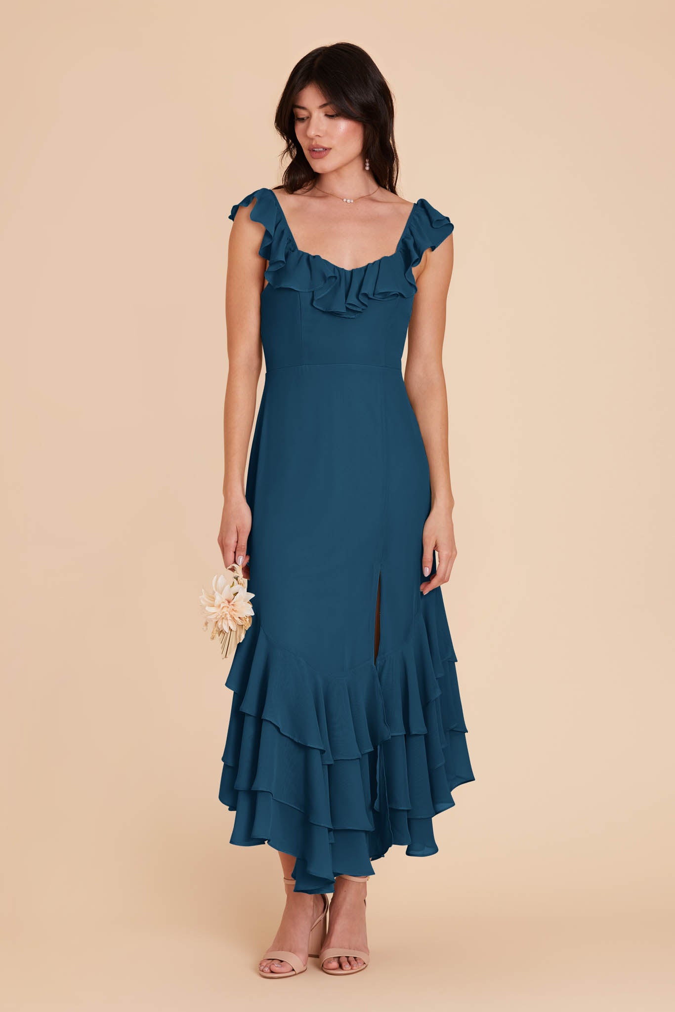 Dark Teal Ginny Chiffon Dress by Birdy Grey