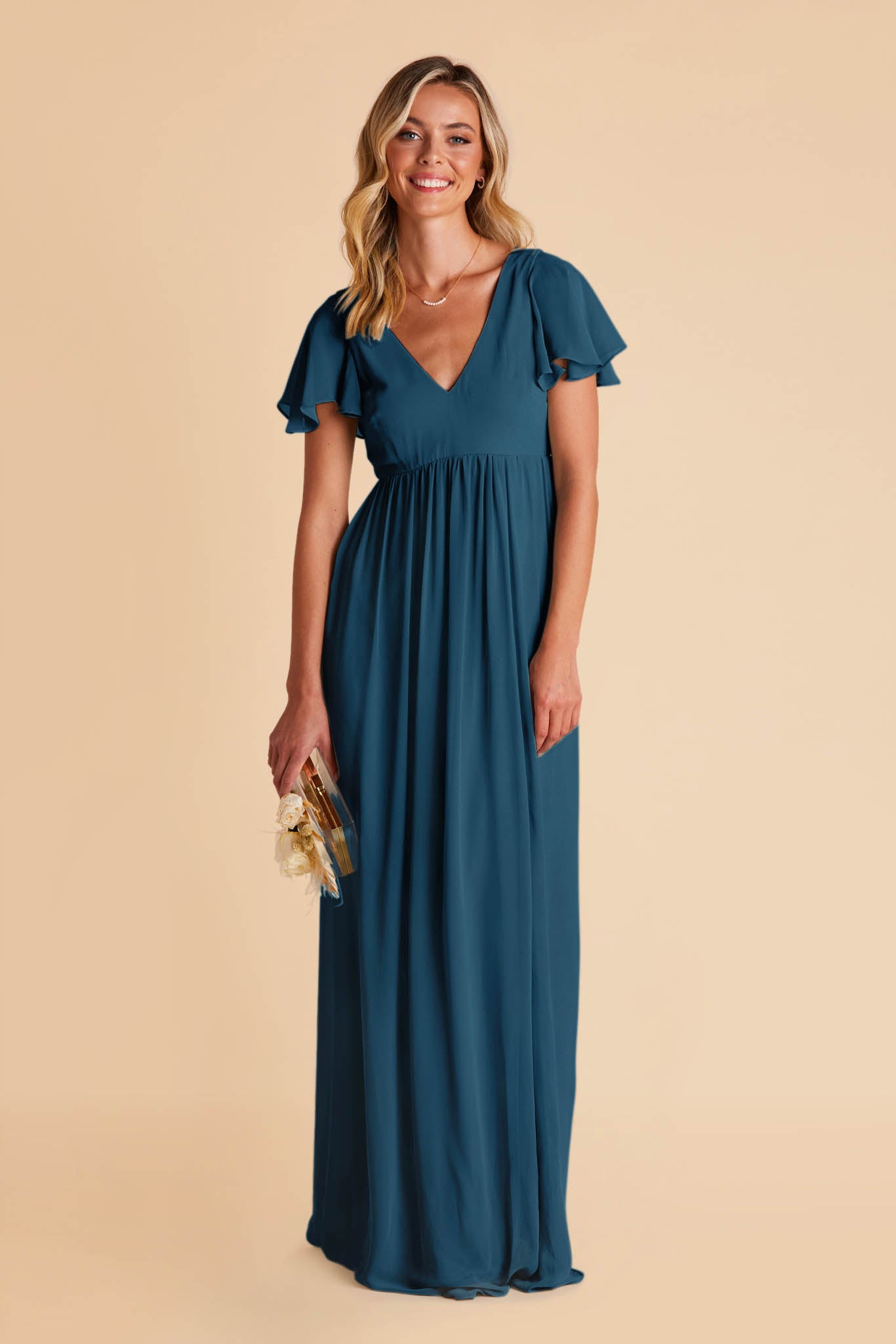 Dark Teal Hannah Empire Dress by Birdy Grey