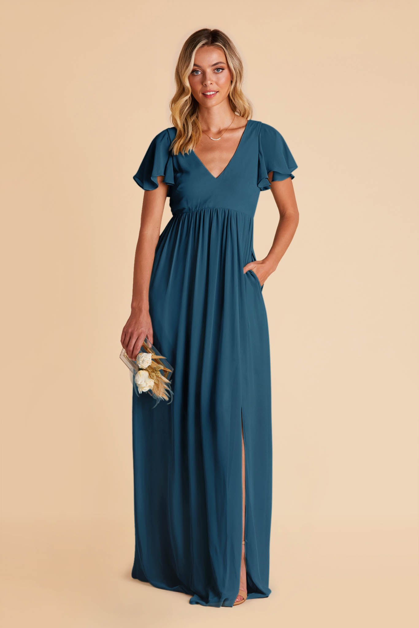 Dark Teal Hannah Empire Dress by Birdy Grey