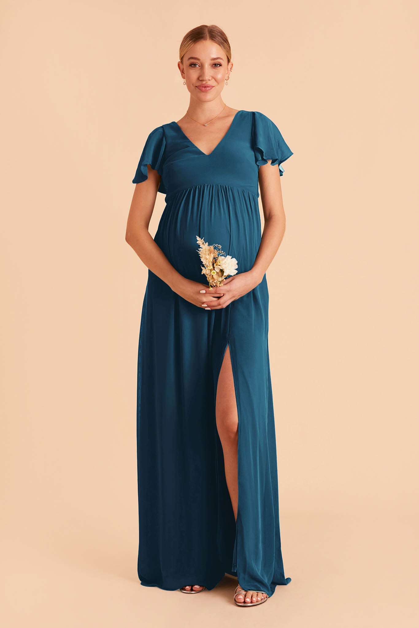 Dark Teal Hannah Empire Dress by Birdy Grey