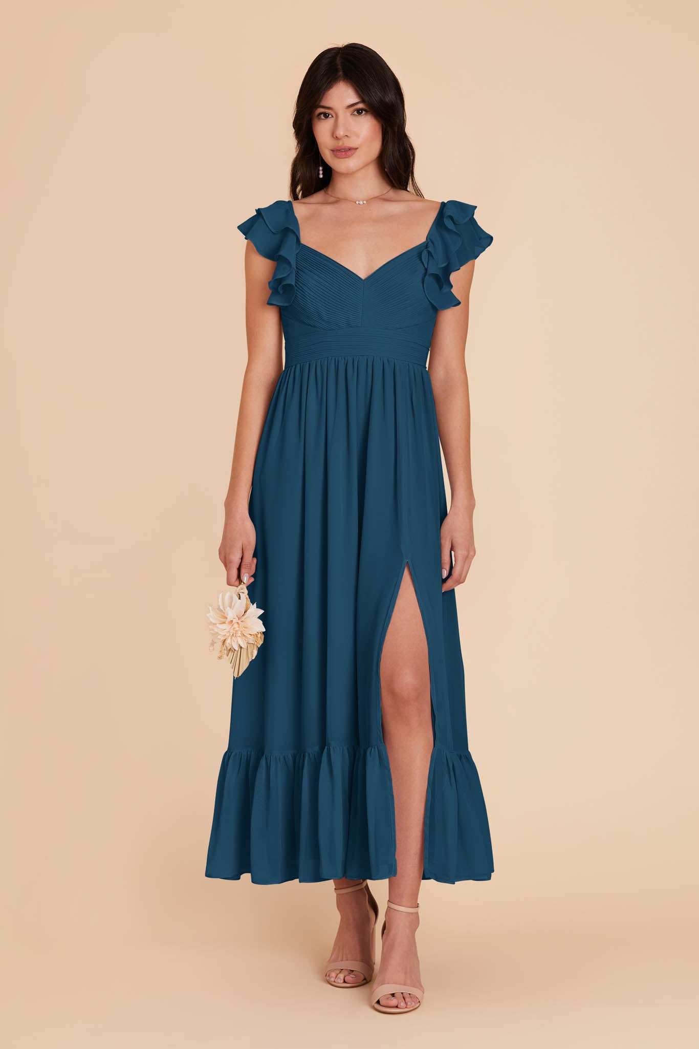 Dark Teal Michelle Chiffon Dress by Birdy Grey