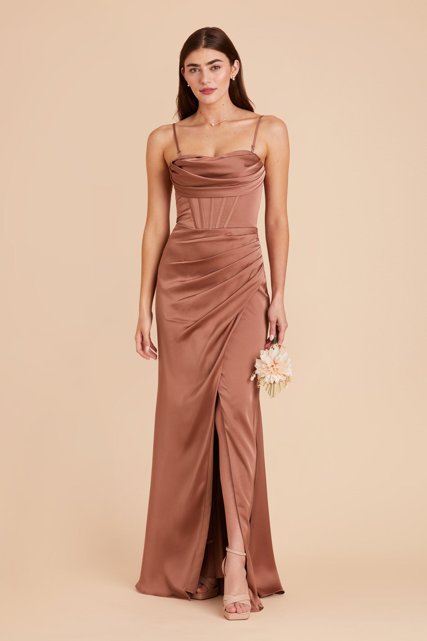 Desert Rose Carrie Matte Satin Dress by Birdy Grey