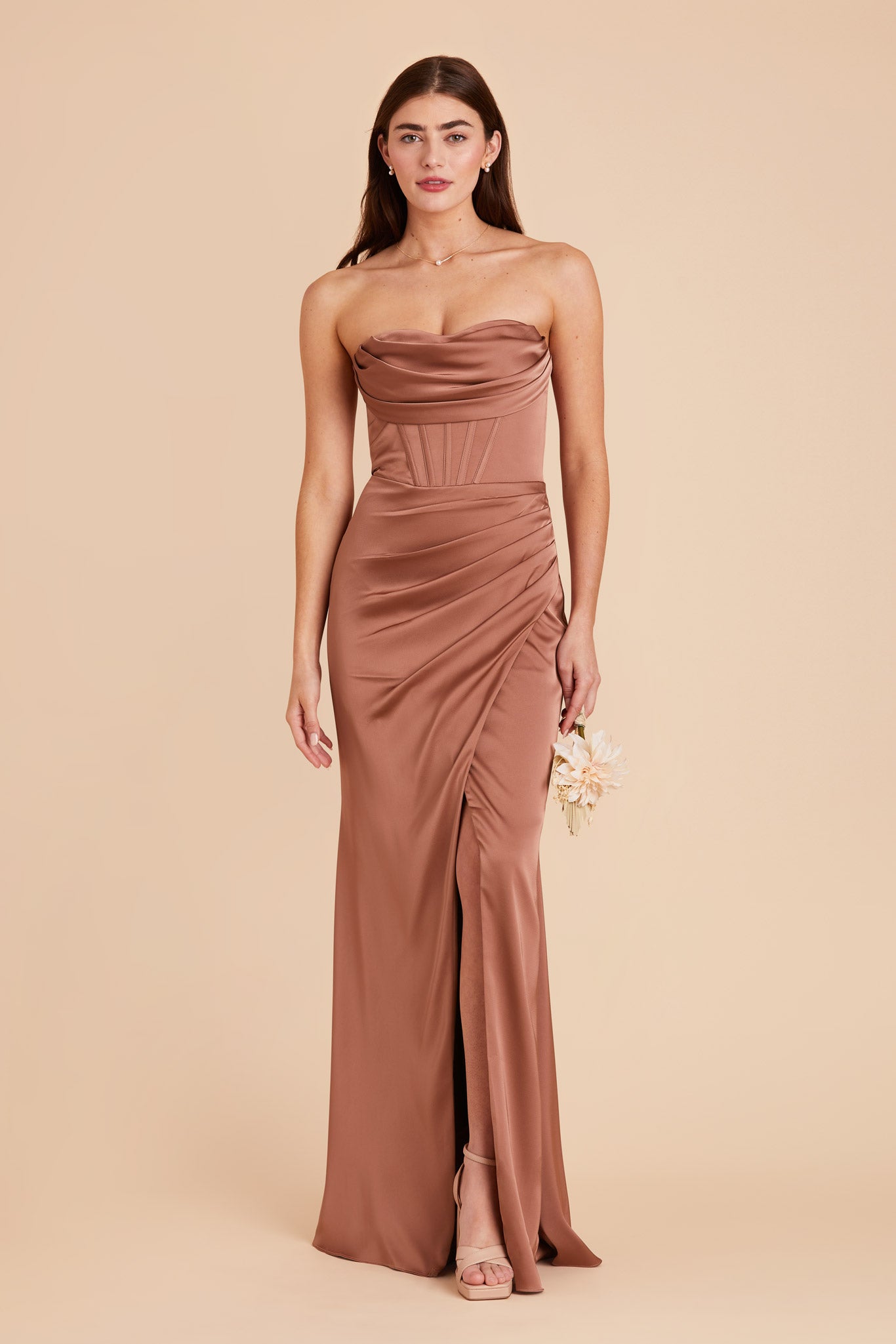 Desert Rose Carrie Matte Satin Dress by Birdy Grey