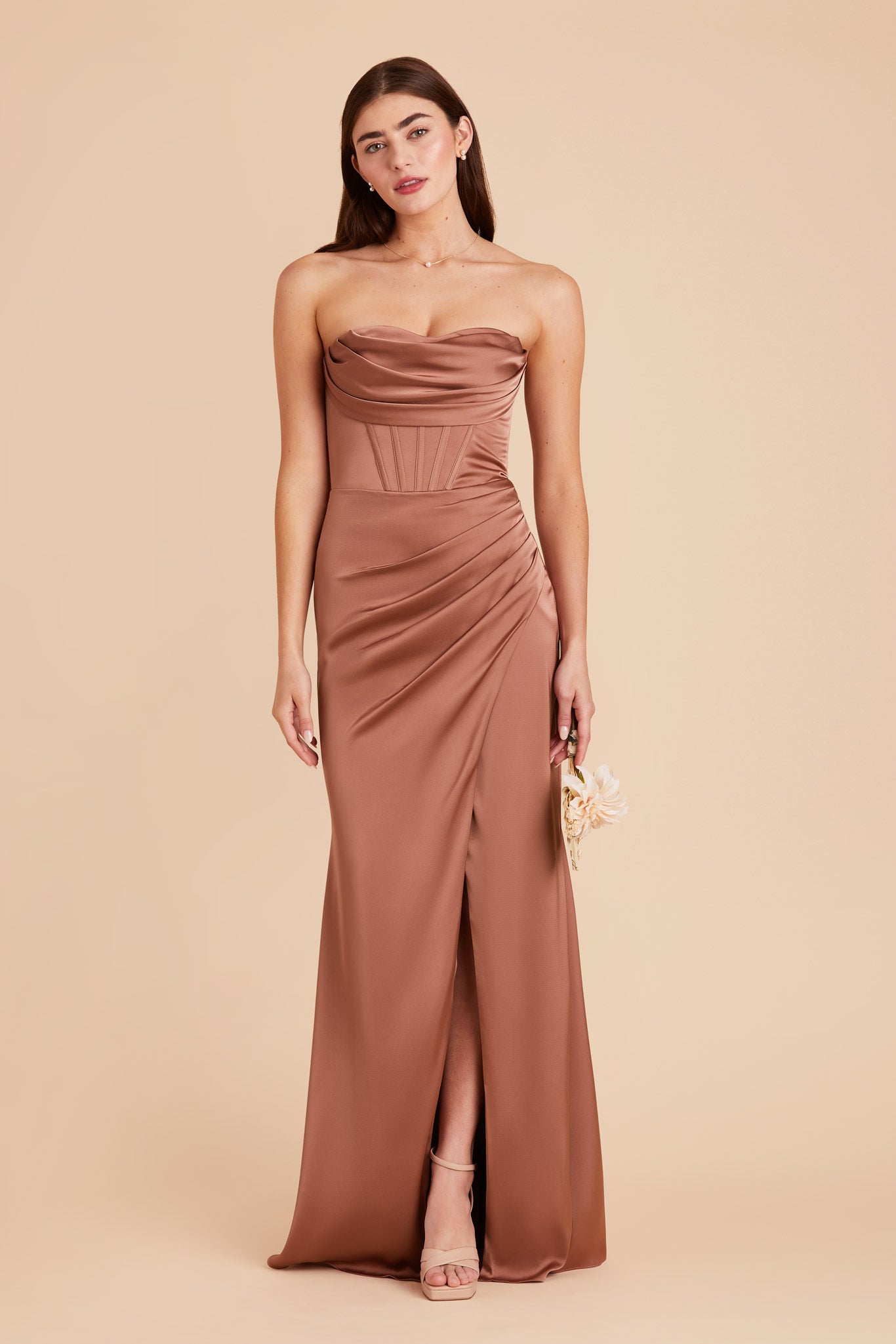 Desert Rose Carrie Matte Satin Dress by Birdy Grey