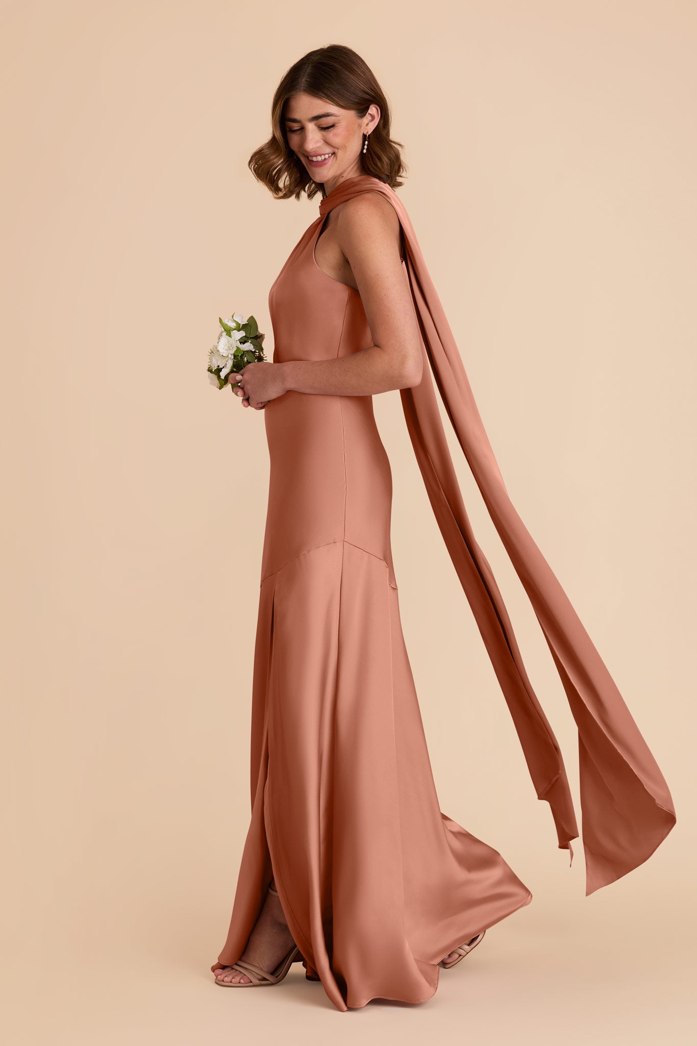 Desert Rose Eileen Matte Satin Dress by Birdy Grey