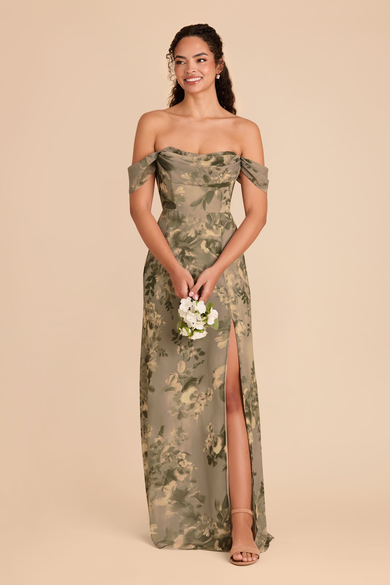 Doe Painted Botanics Mira Chiffon Dress by Birdy Grey