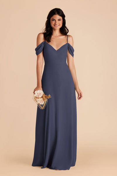 Dusk Blue Devin Chiffon Dress by Birdy Grey