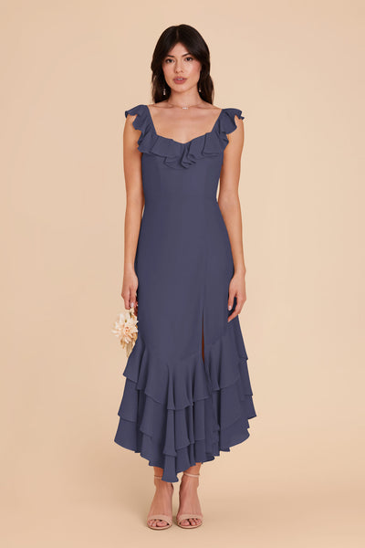 Dusk Blue Ginny Chiffon Dress by Birdy Grey 