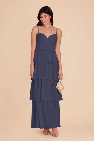 Dusk Blue Lola Chiffon Dress by Birdy Grey