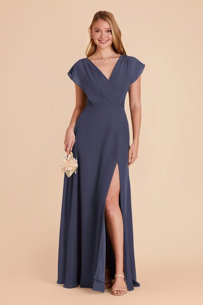 Dusk Blue Violet Chiffon Dress by Birdy Grey