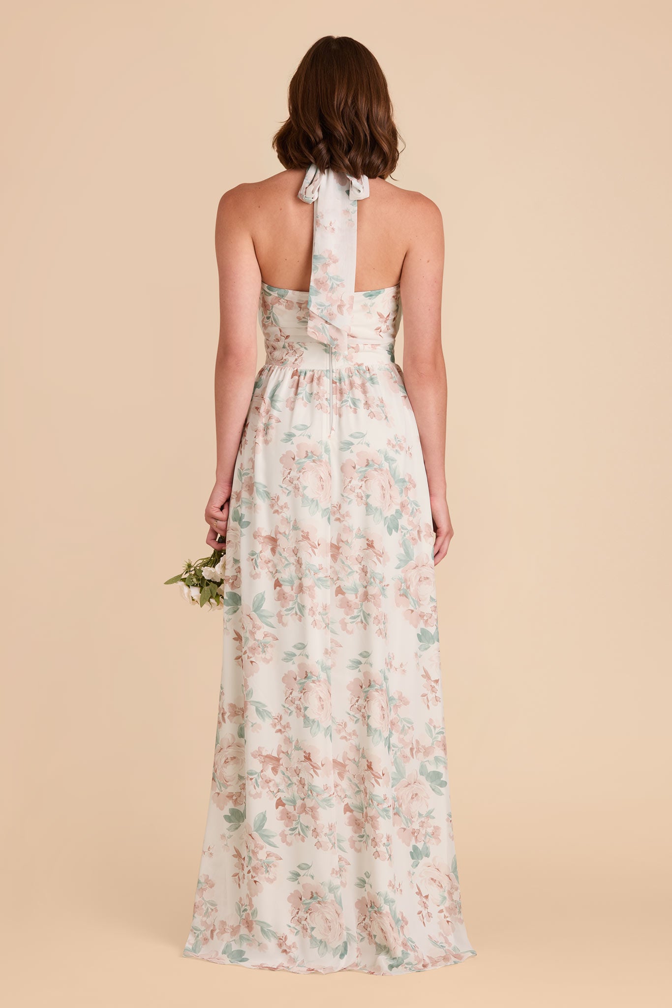 Joyce Dusty Apricot Peonies Chiffon Halter Bridesmaid Dress | Page ...