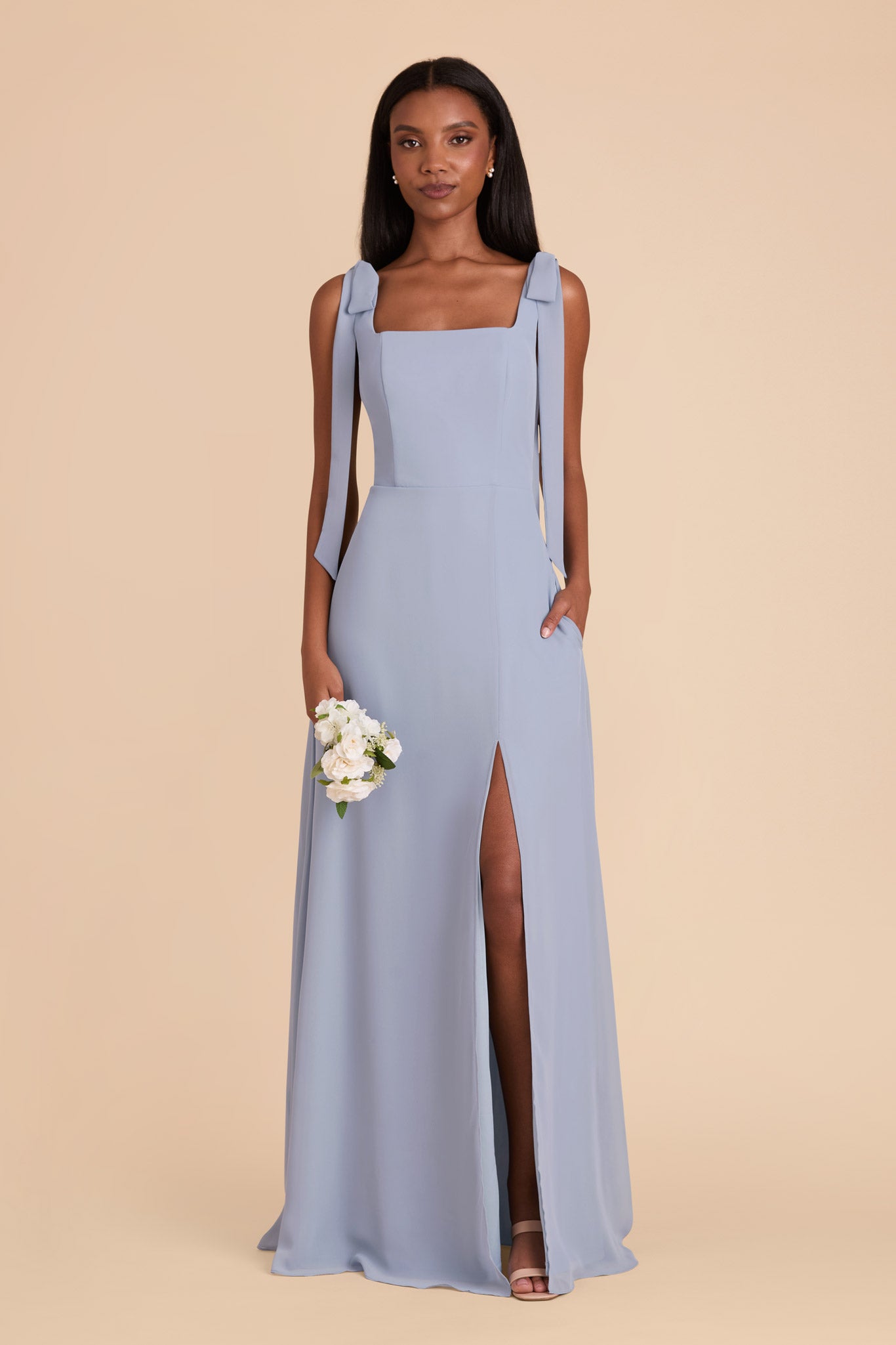 Dusty Blue Alex Convertible Chiffon Dress by birdy Grey