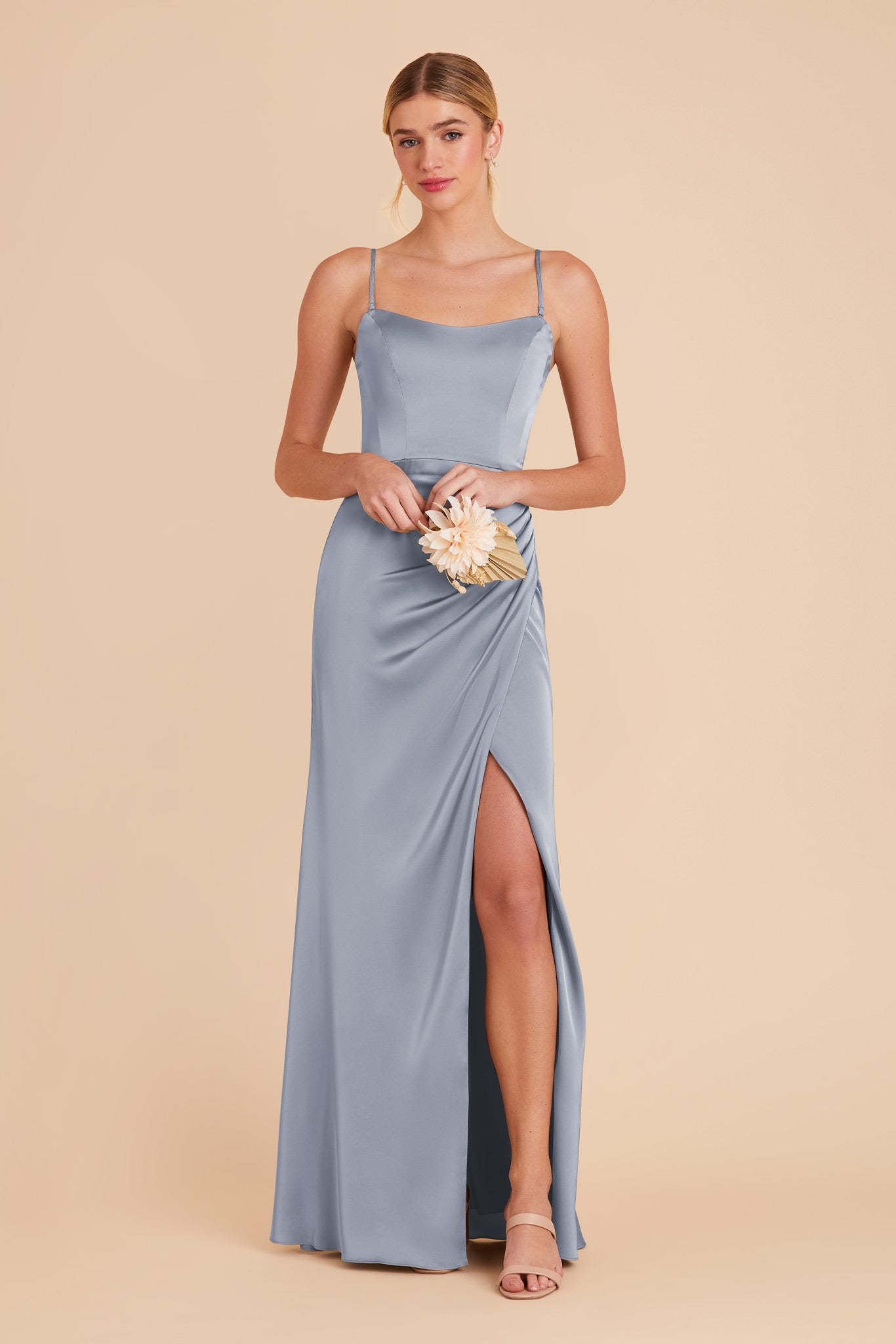 Dusty Blue Anne Matte Satin Dress by Birdy Grey