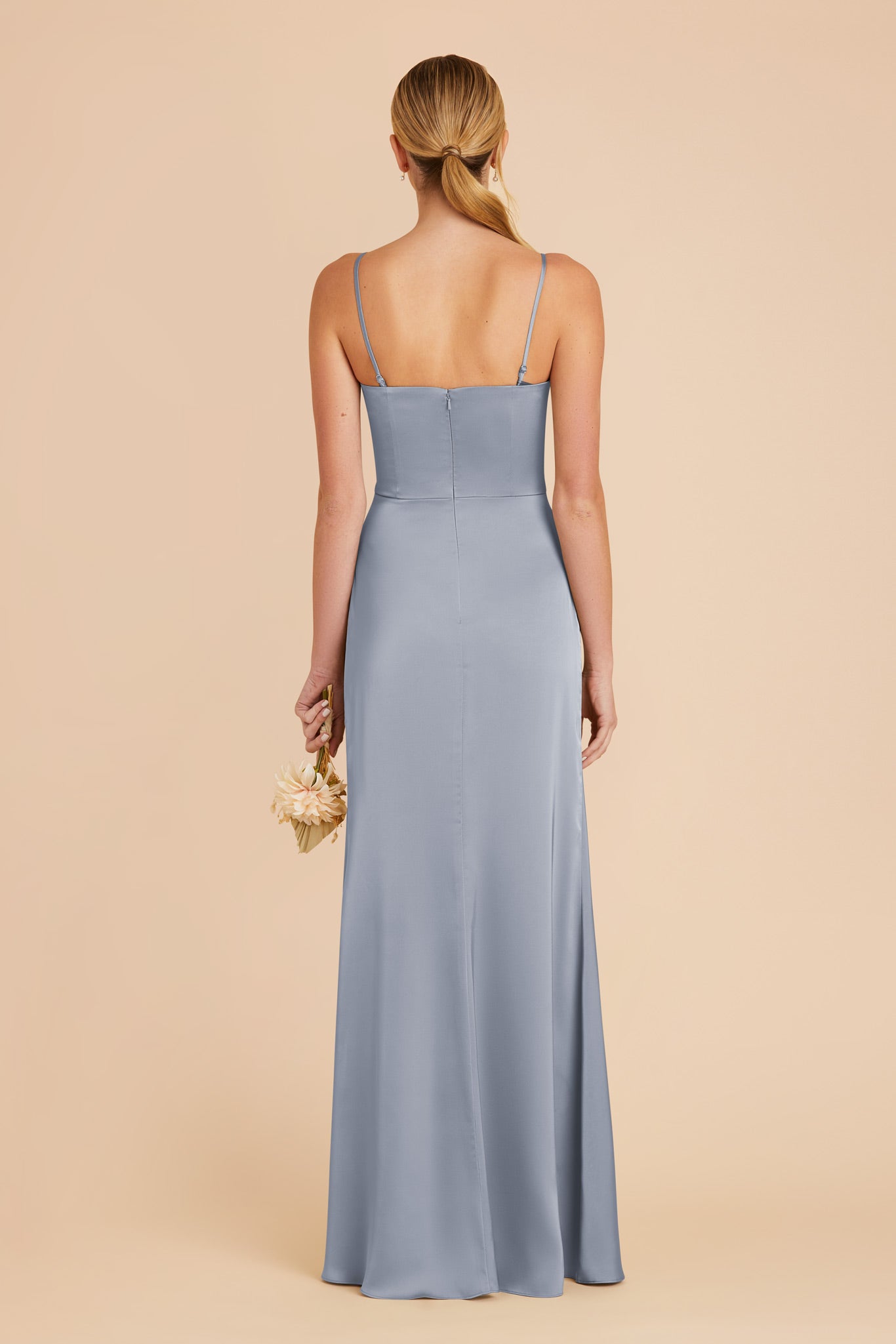 Dusty Blue Anne Matte Satin Dress by Birdy Grey