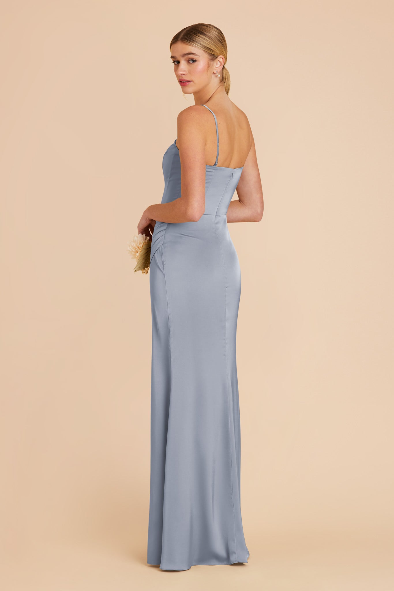 Dusty Blue Anne Matte Satin Dress by Birdy Grey