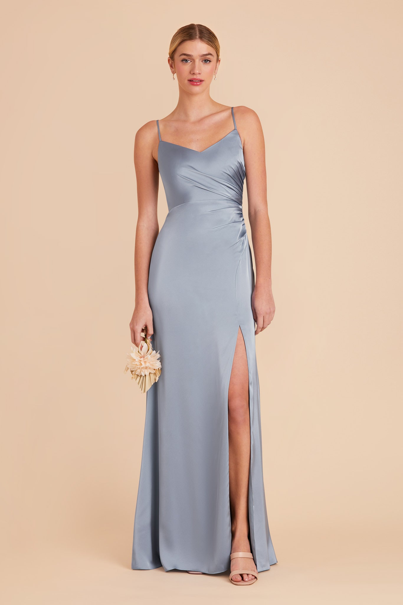 Dusty Blue Catherine Matte Satin Dress by Birdy Grey