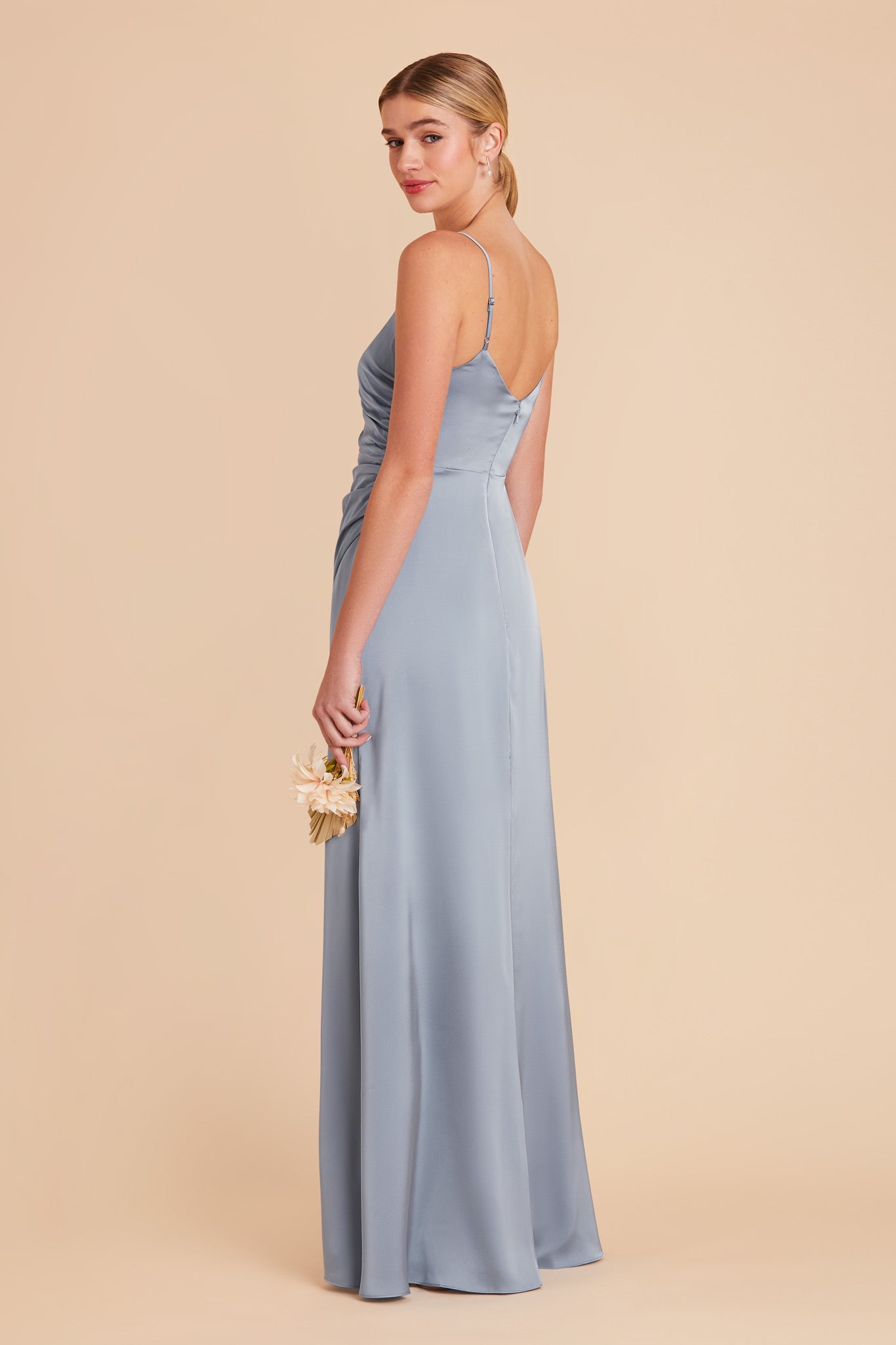 Dusty Blue Catherine Matte Satin Dress by Birdy Grey