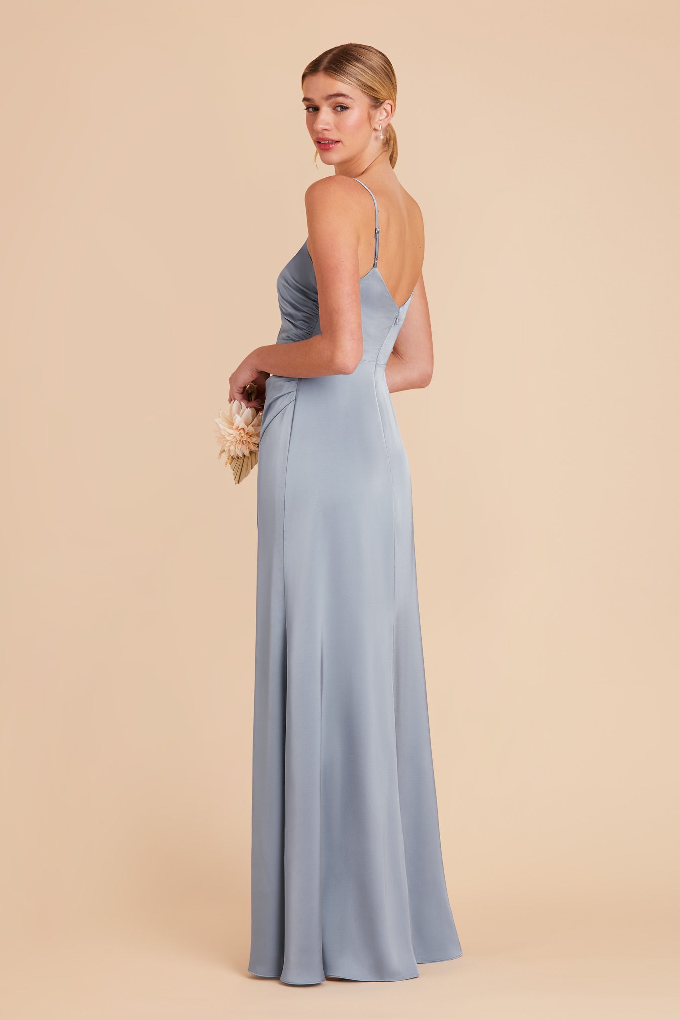 Dusty Blue Catherine Matte Satin Dress by Birdy Grey