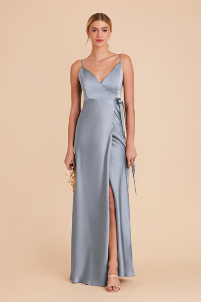 Dusty Blue Cindy Matte Satin Dress by Birdy Grey