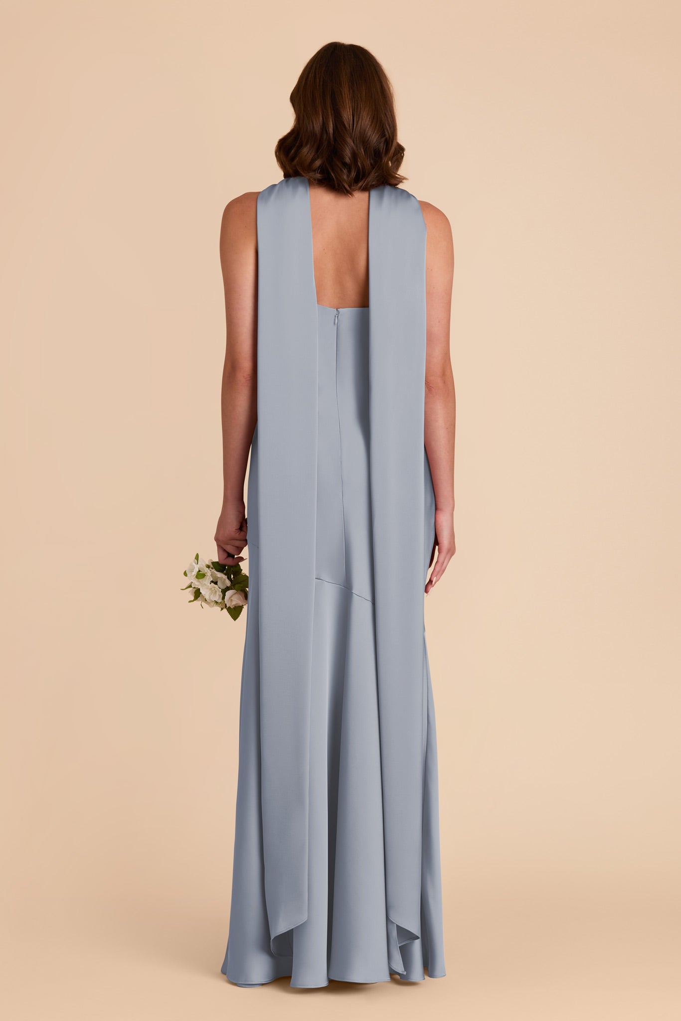 Dusty Blue Eileen Matte Satin Dress by Birdy Grey