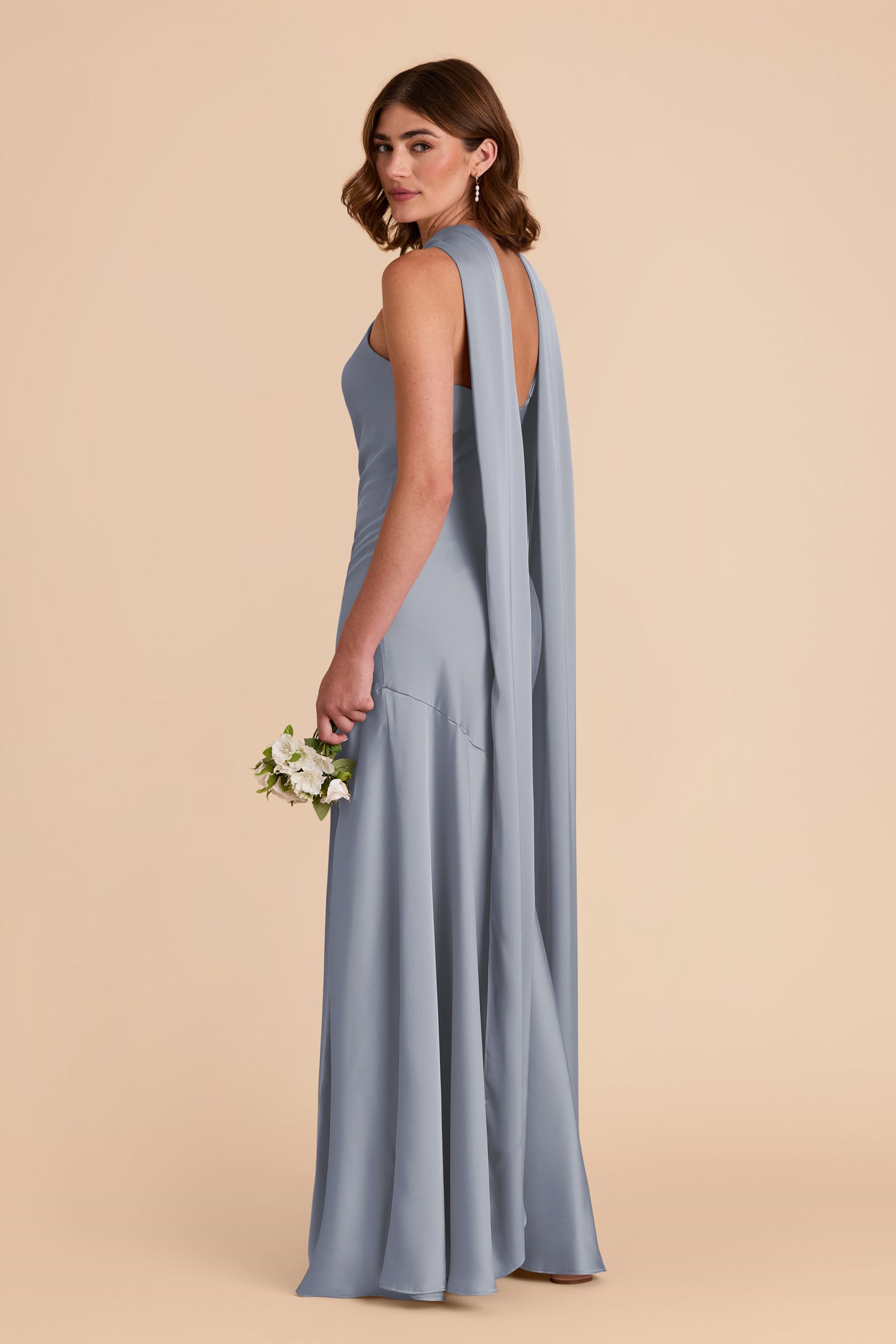 Dusty Blue Eileen Matte Satin Dress by Birdy Grey