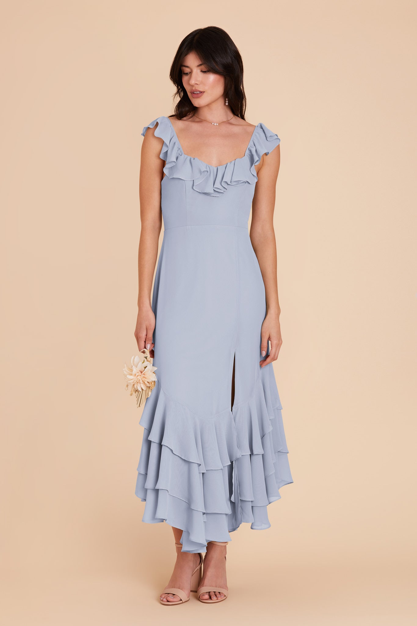 Dusty Blue Ginny Chiffon Dress by Birdy Grey