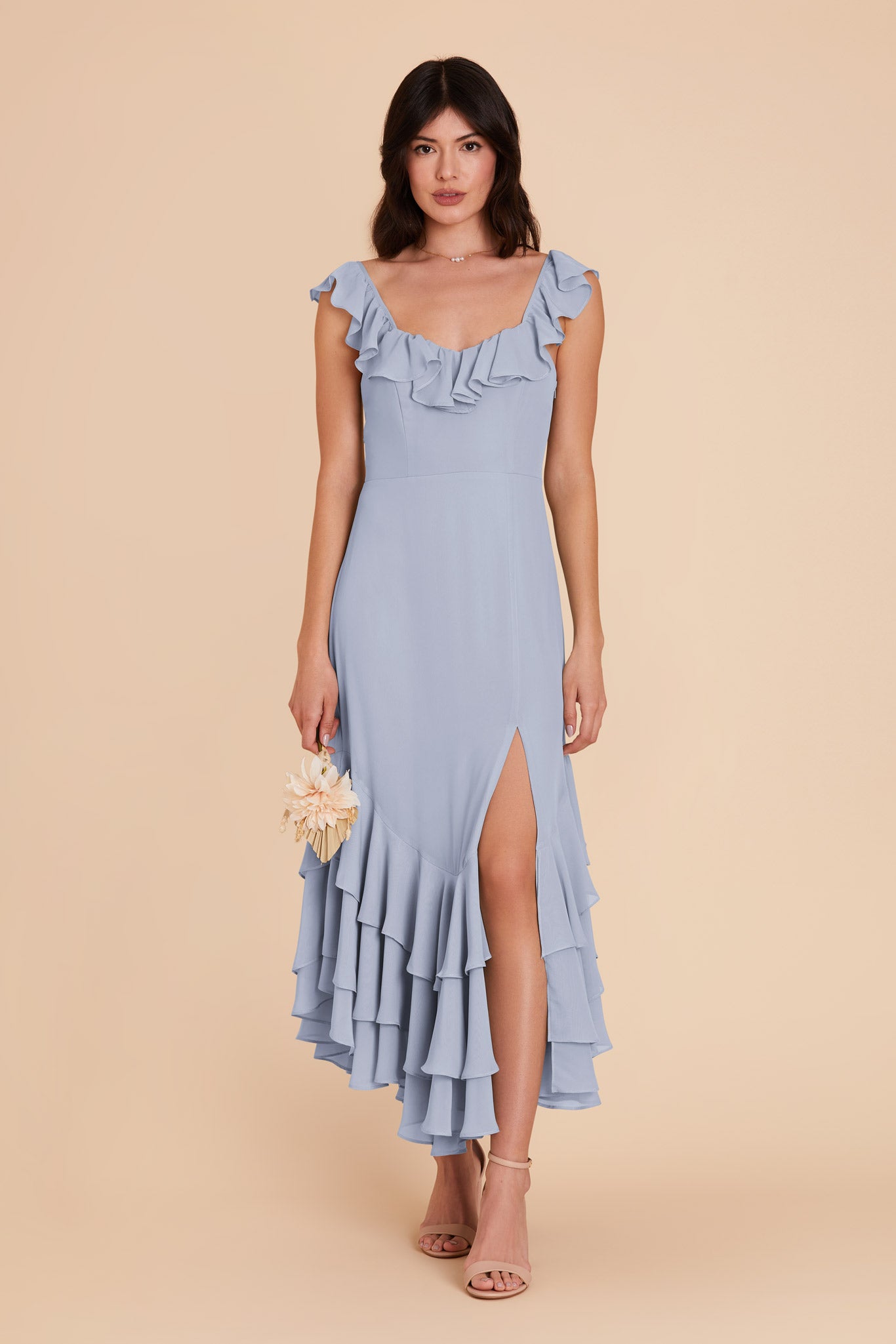 Dusty Blue Ginny Chiffon Dress by Birdy Grey