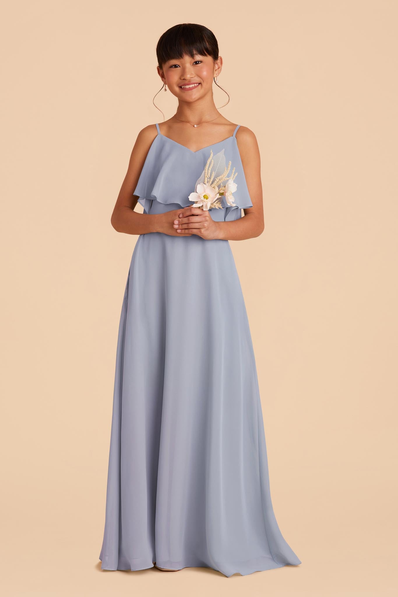 Janie Convertible Junior Bridesmaid Dress in Dusty Blue