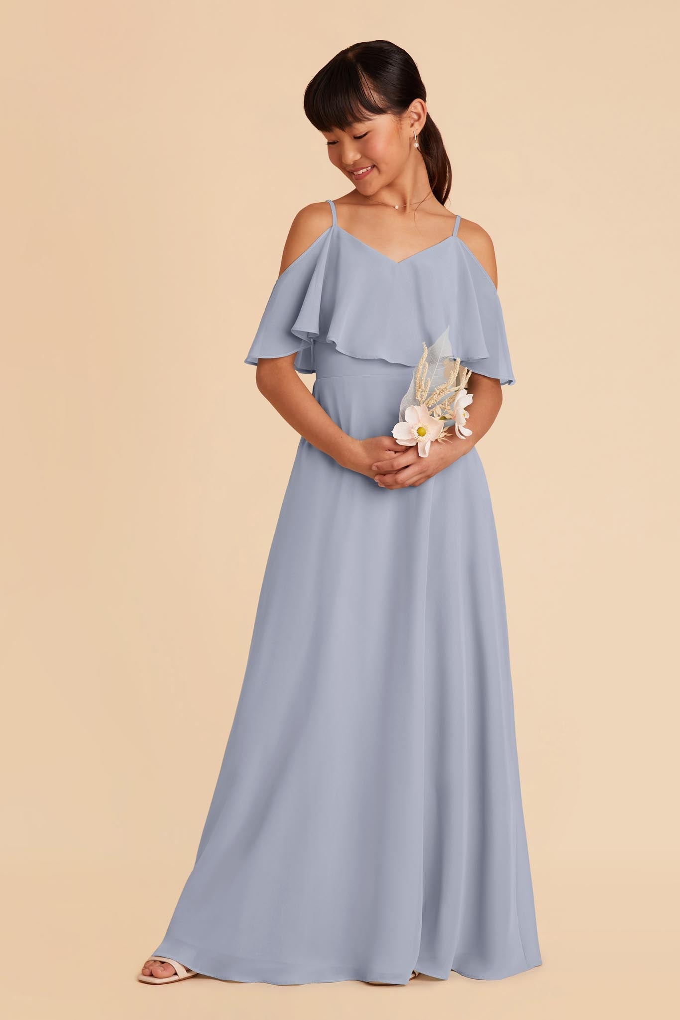 Janie Convertible Junior Bridesmaid Dress in Dusty Blue Birdy Grey