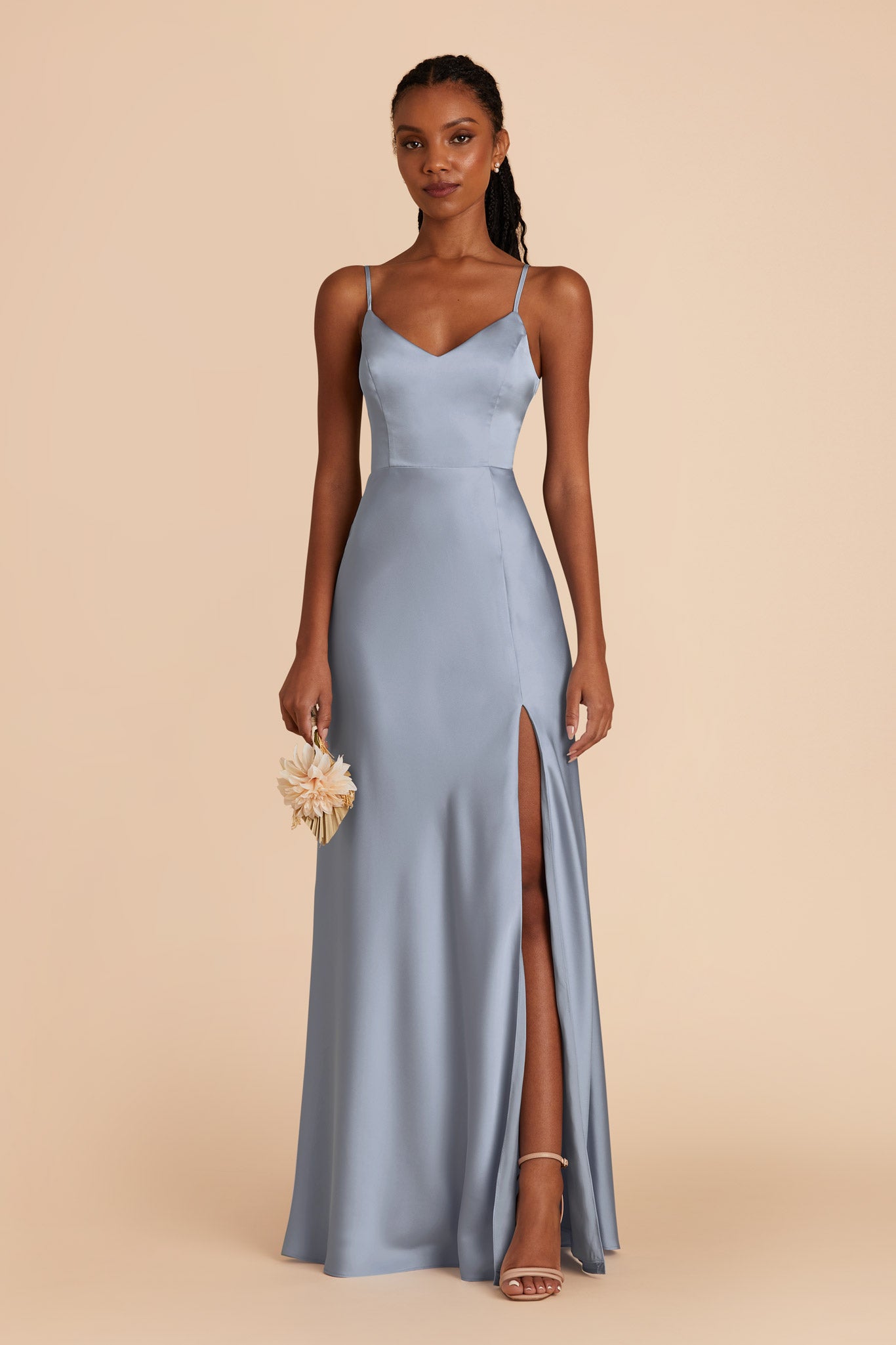 Dusty Blue Jay Matte Satin Dress by Birdy Grey